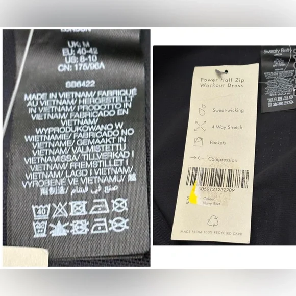 Sweaty Betty Zip-Up Dark Blue Dress Size 8-10 - Picture 14 of 15